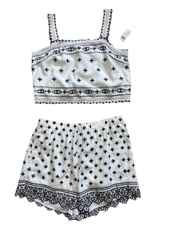 Abercrombie & Fitch Tops - NEW Abercrombie Linen Blend Tank and Shorts Embroidered Matching Set - Size XL